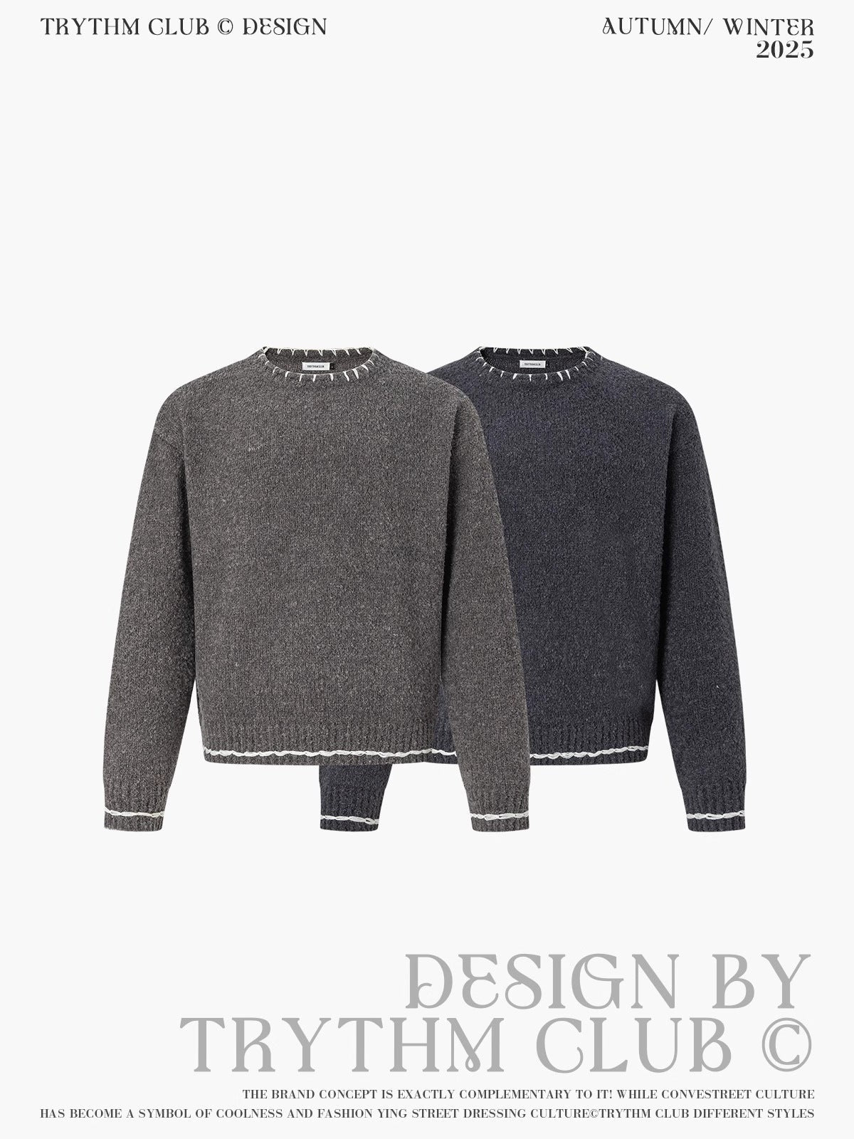 TRYTHMCLUB Simple Lace-knit Sweater