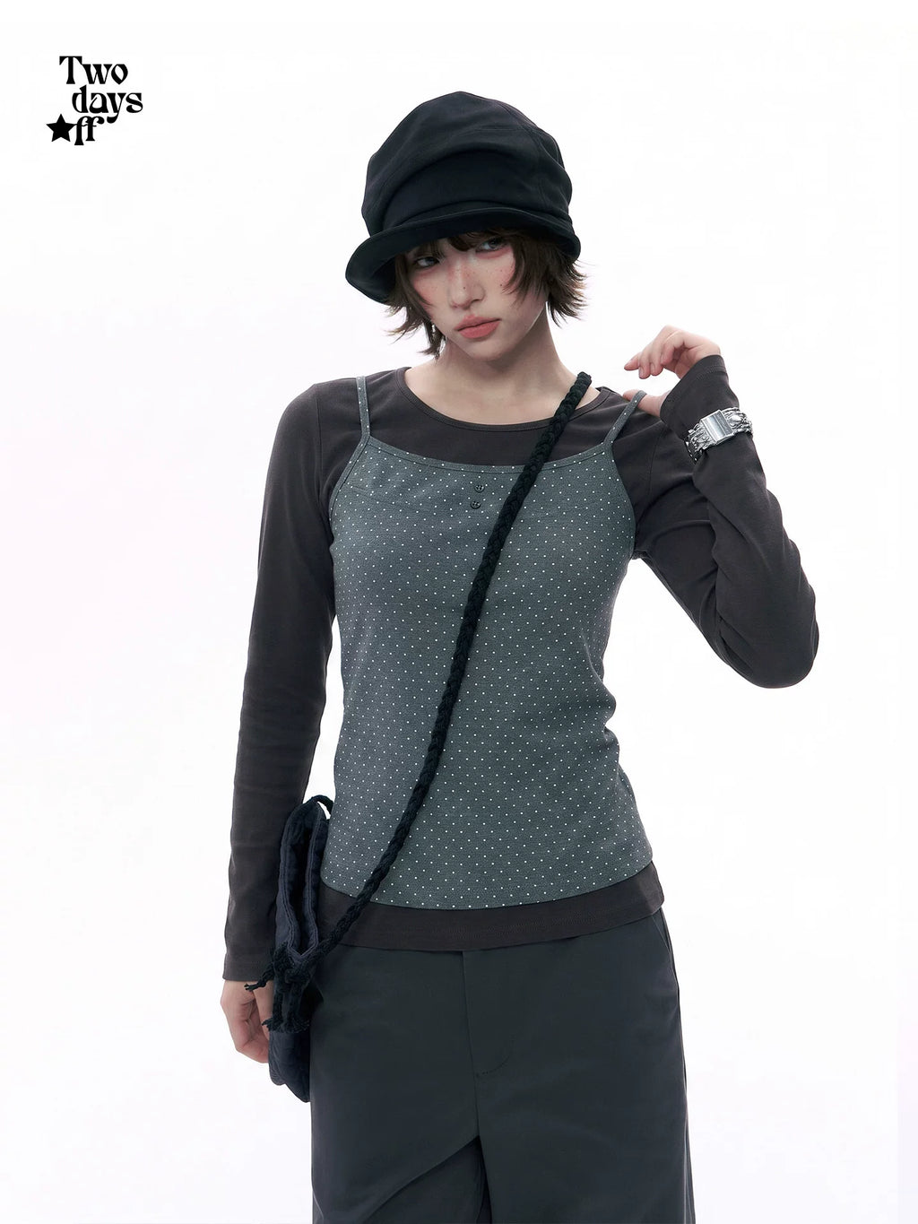 Two days off lab Polka Dot -Piece Slim Fit Cami Set