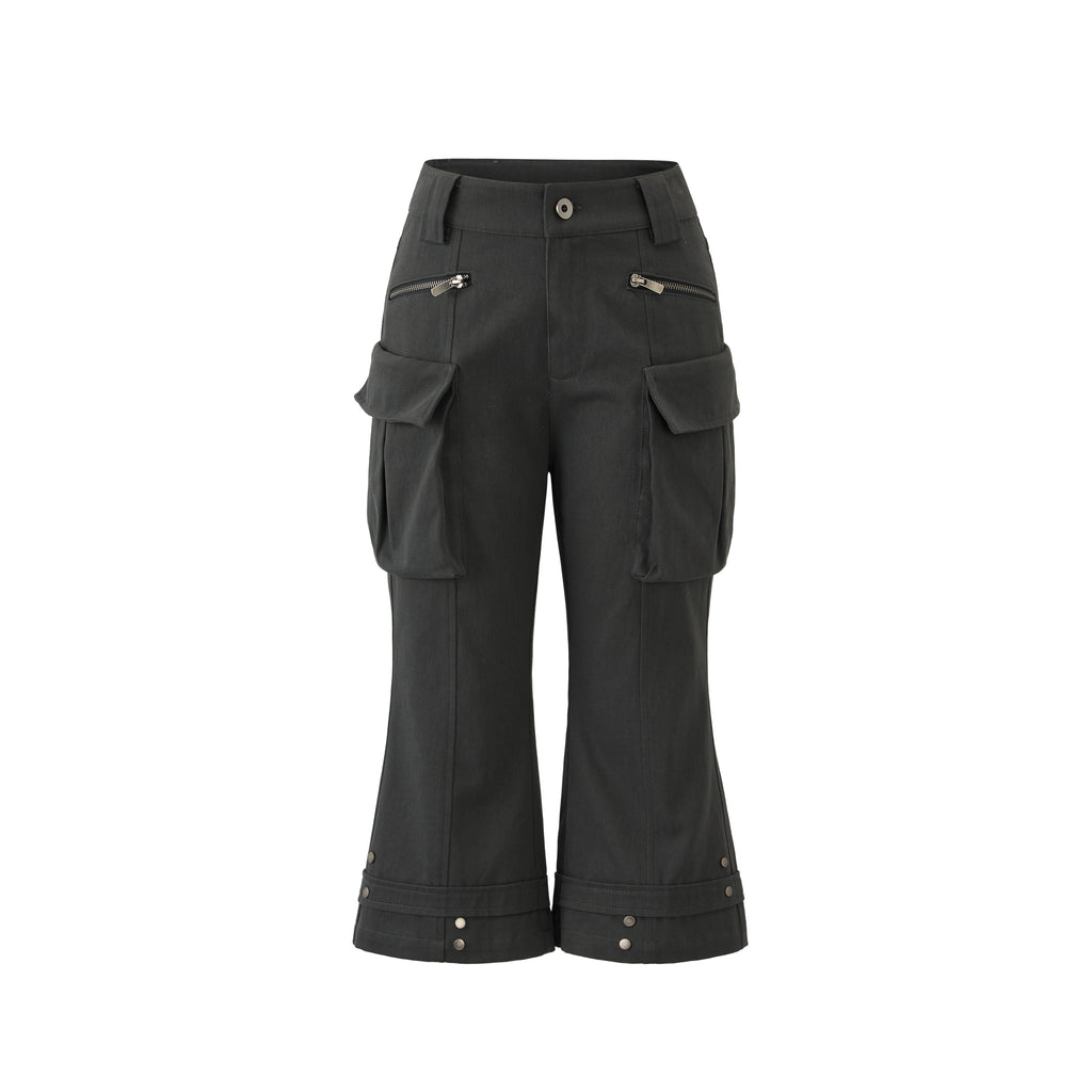 JIKOO Tree Hollow 100% Cotton Breathable Slim Fit Flare Capri Pants