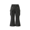 JIKOO Tree Hollow 100% Cotton Breathable Slim Fit Flare Capri Pants