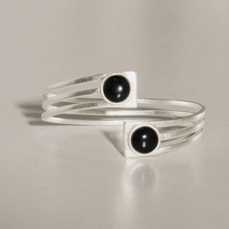 MEZZEM Black Onyx Open Cuff Bracelet