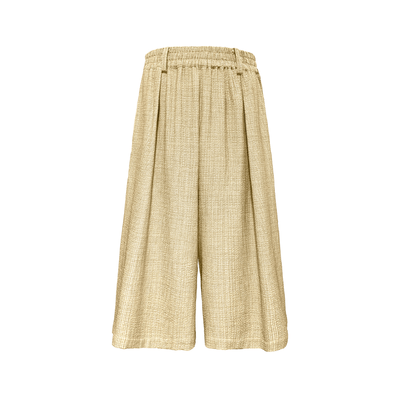JCAESAR Bubble Pleated Plaid Casual Shorts