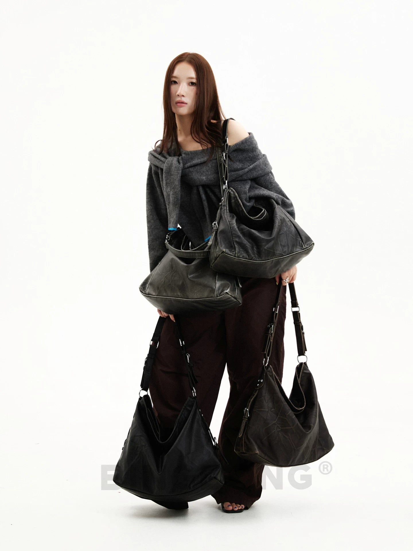 BINGBONG Pleated Commuter Shoulder Bag
