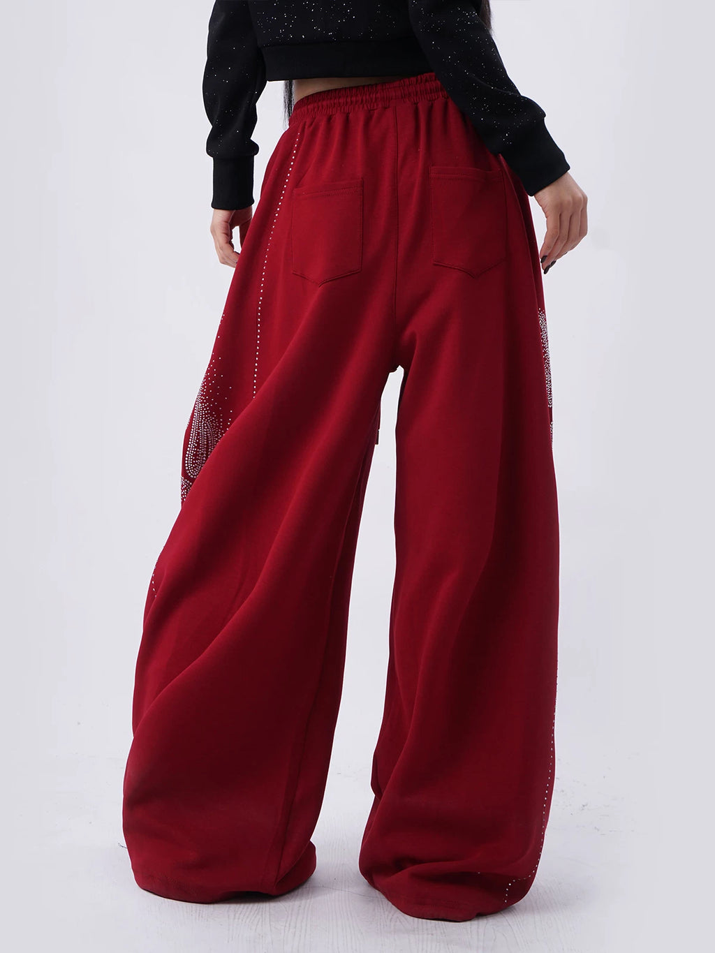 SAMUSAN Hot Diamond Casual Loose Sweatpants Wide Leg Pants