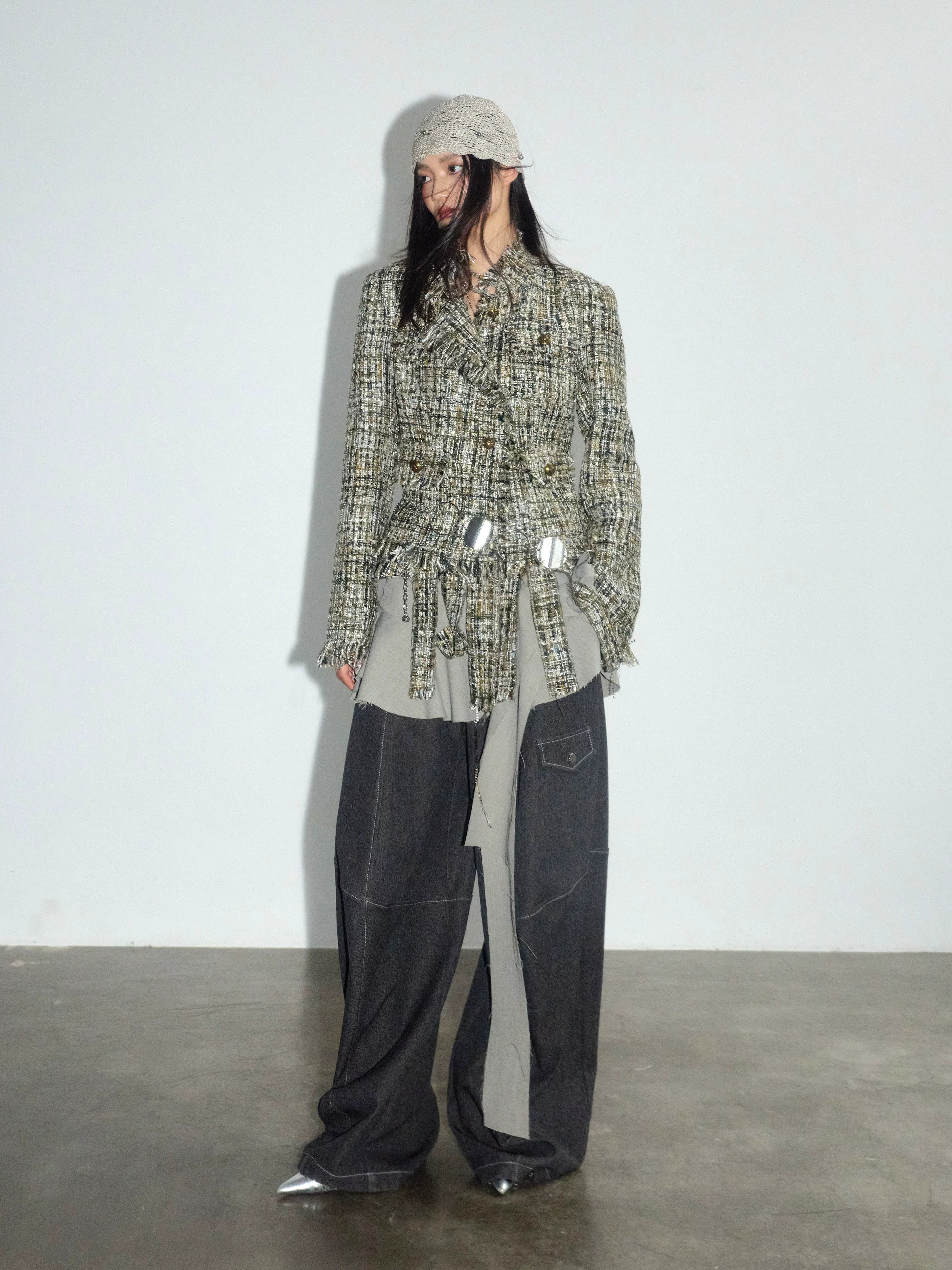 JNYLON Destructive Tassel Rough Edge Xiaoxiangfeng Jacket