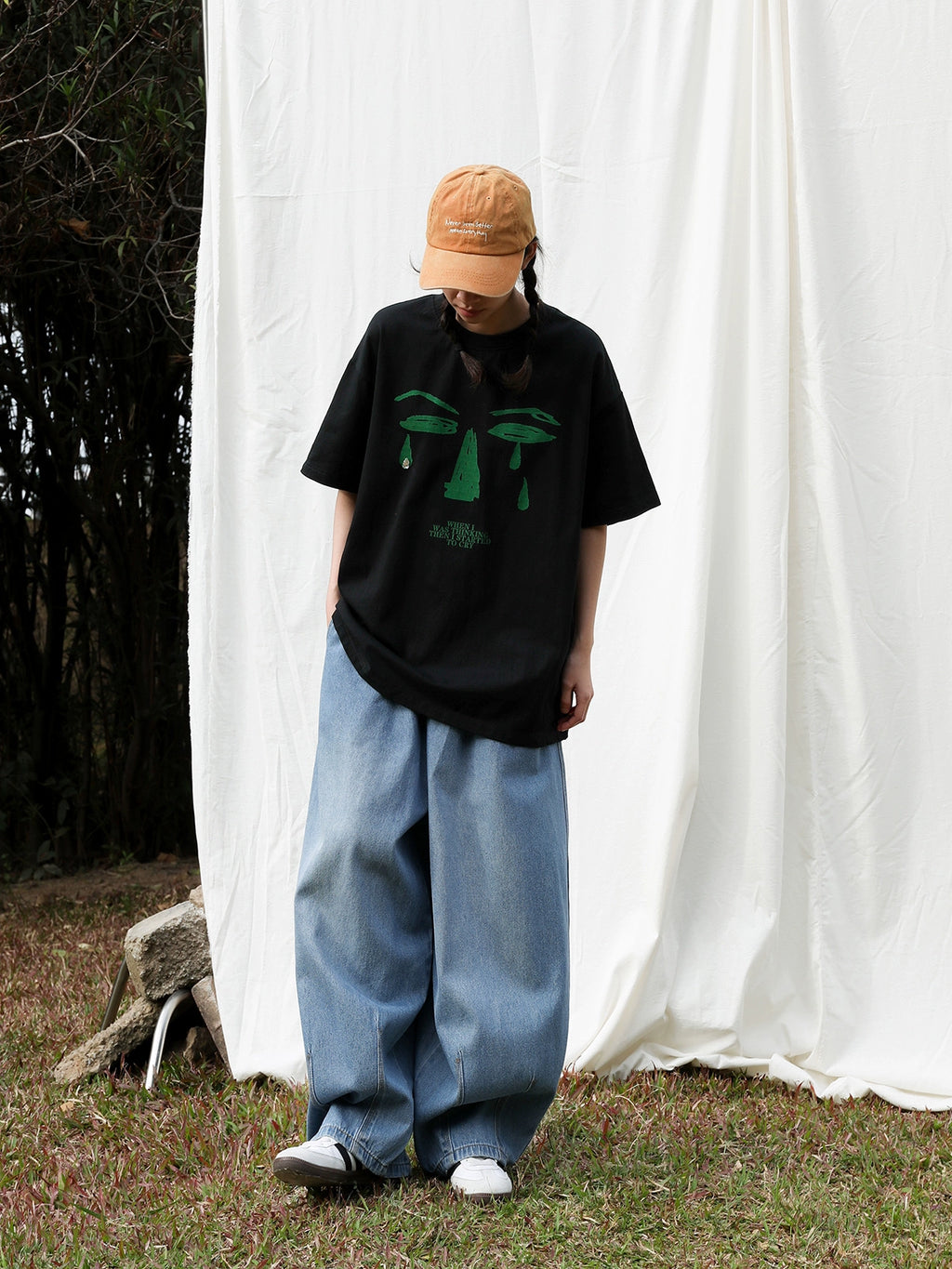 Mentmate Face Graffiti Print Tears Sticker Drill Tee