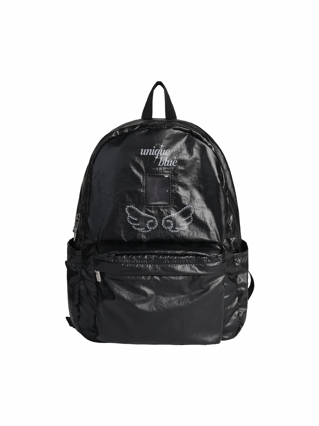 Unique blue Silver Faux Leather Zip-Top Backpack