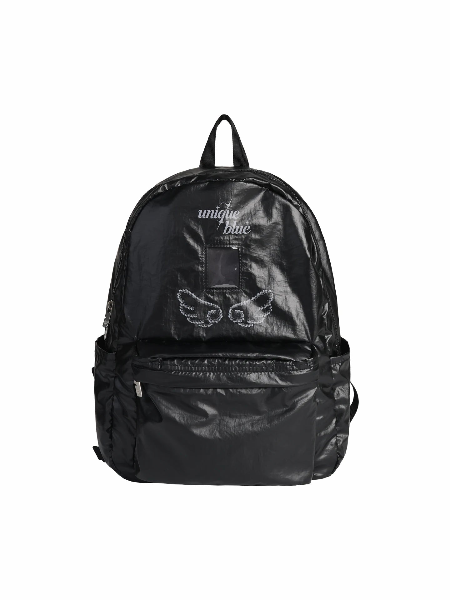Unique blue Silver Faux Leather Zip-Top Backpack