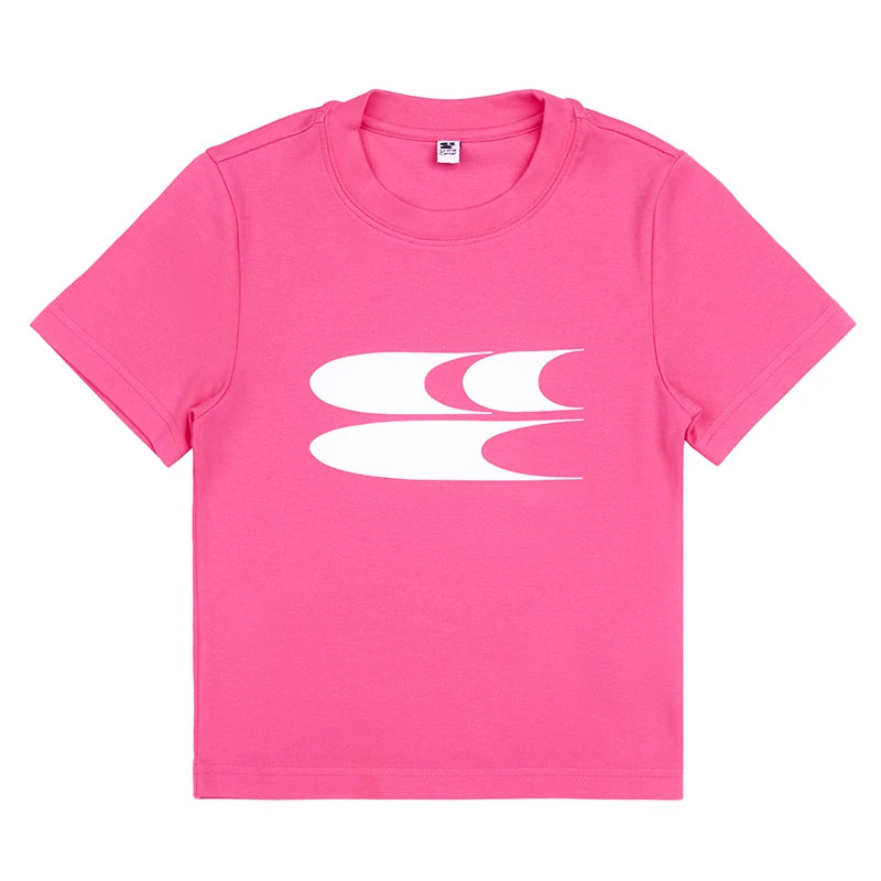 Crying Center Y2K Pink Cropped Fitted Tee