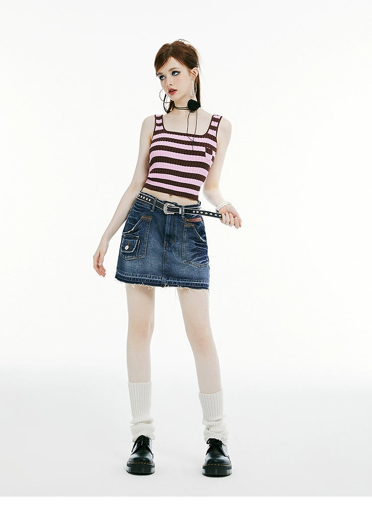 IMONE Striped Knitted Vest