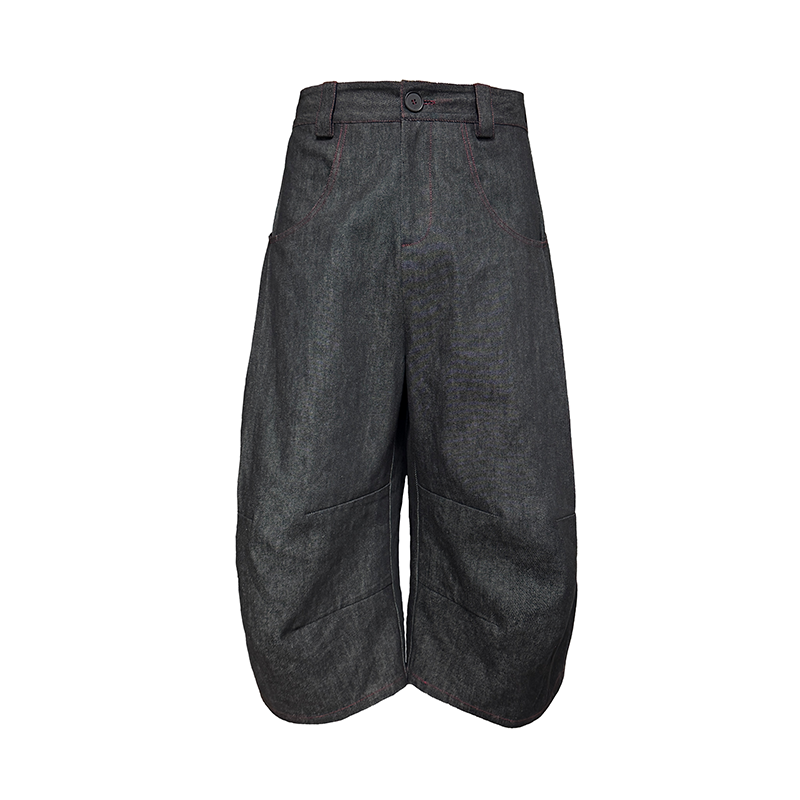 JCAESAR Original Bull Red Line Pleated Cropped Pants