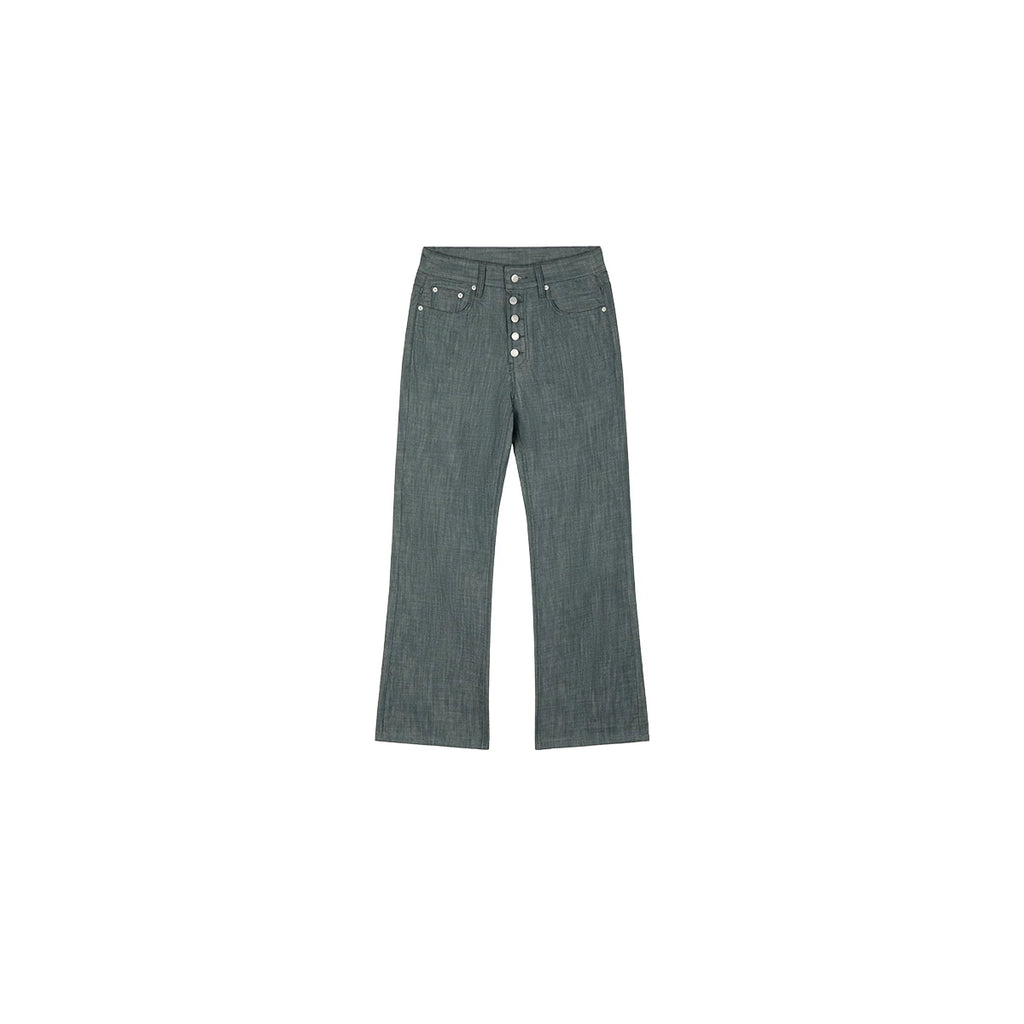 PLUS NO LOGO Lake Green Raw Denim Straight Flared Jeans