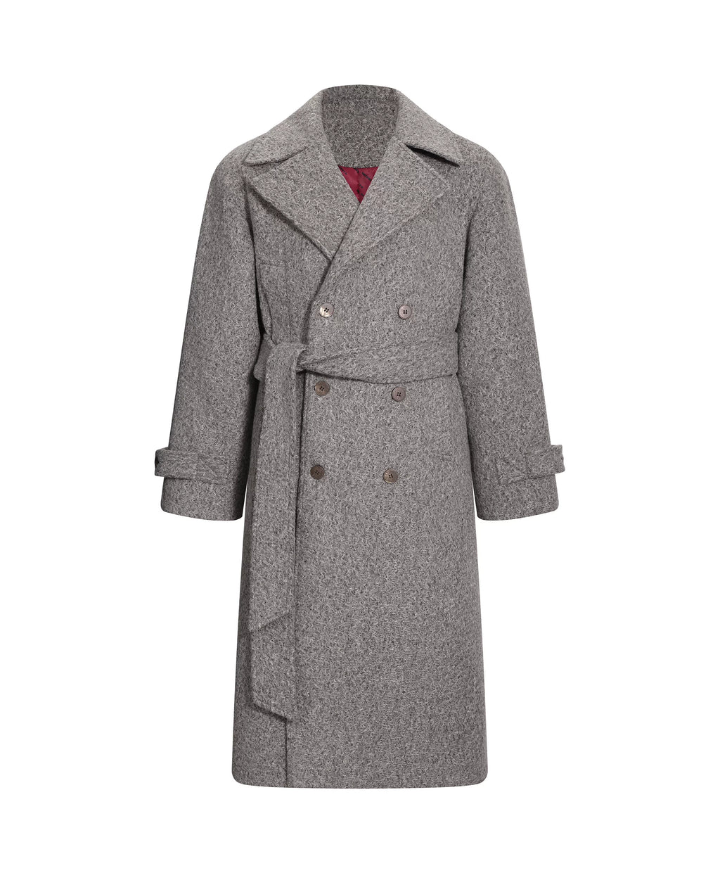 INTERLINKED Plaid Wool Double-Breasted Long Coat