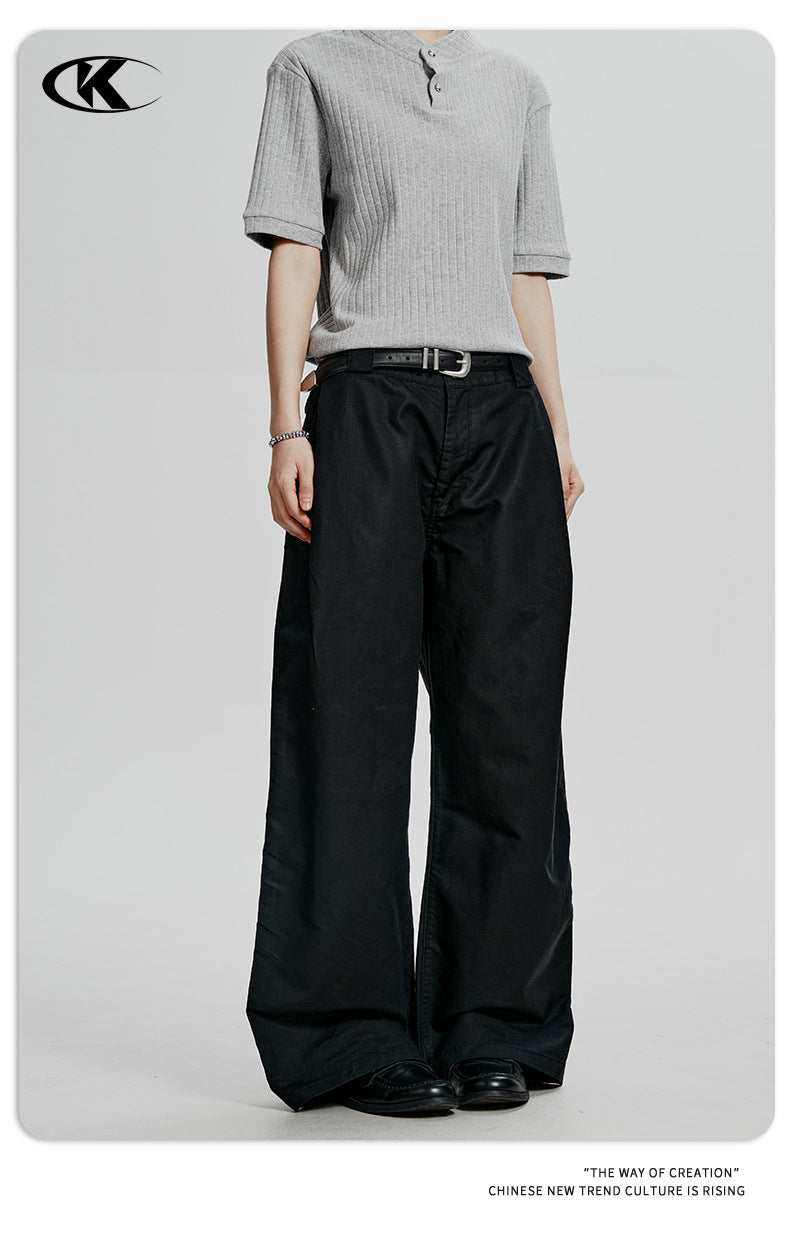 11KN 11 Oz Cotton Pleated Straight Leg Cargo Pants