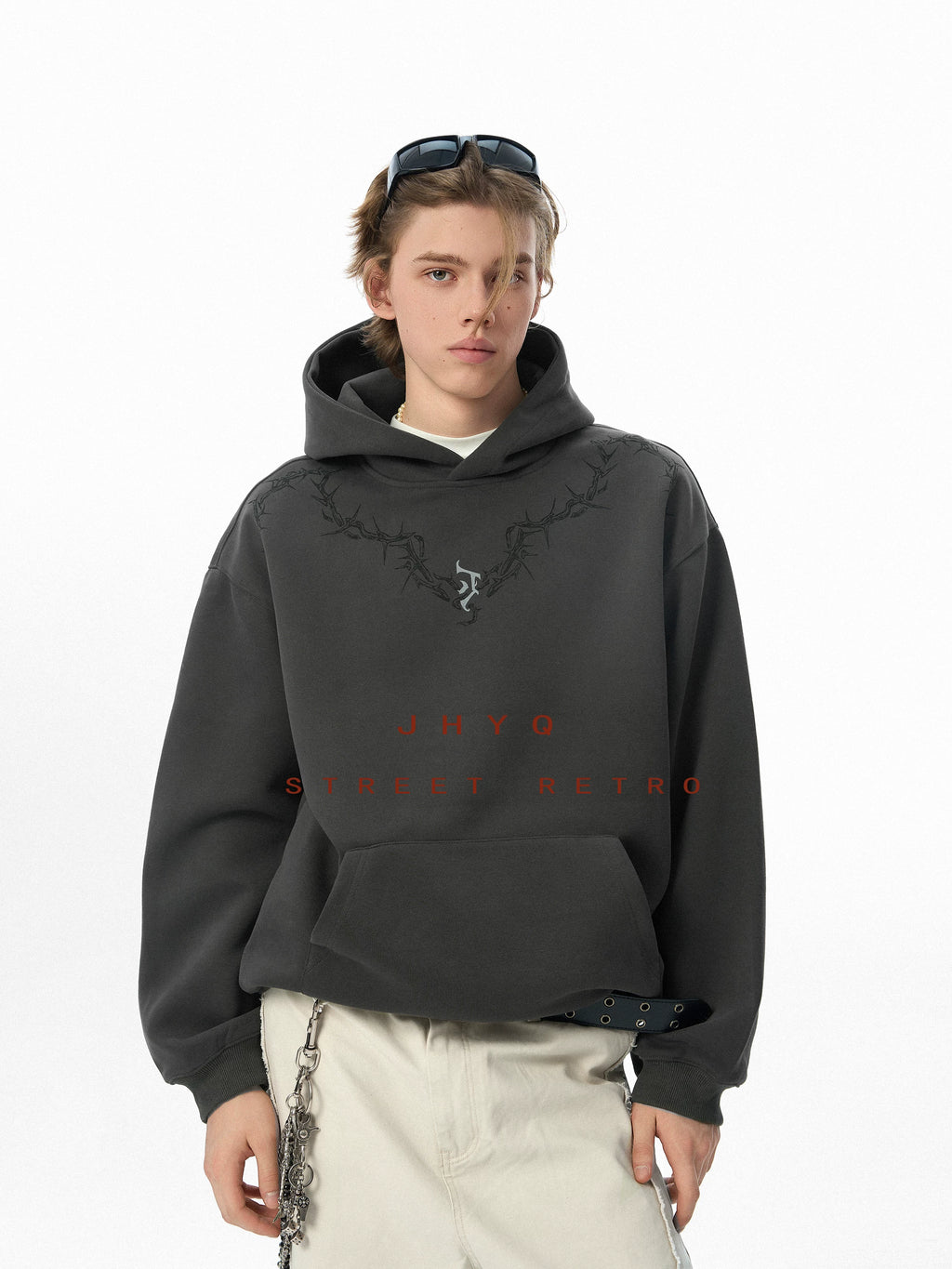 JHYQ Thorn Print Hooded Fir