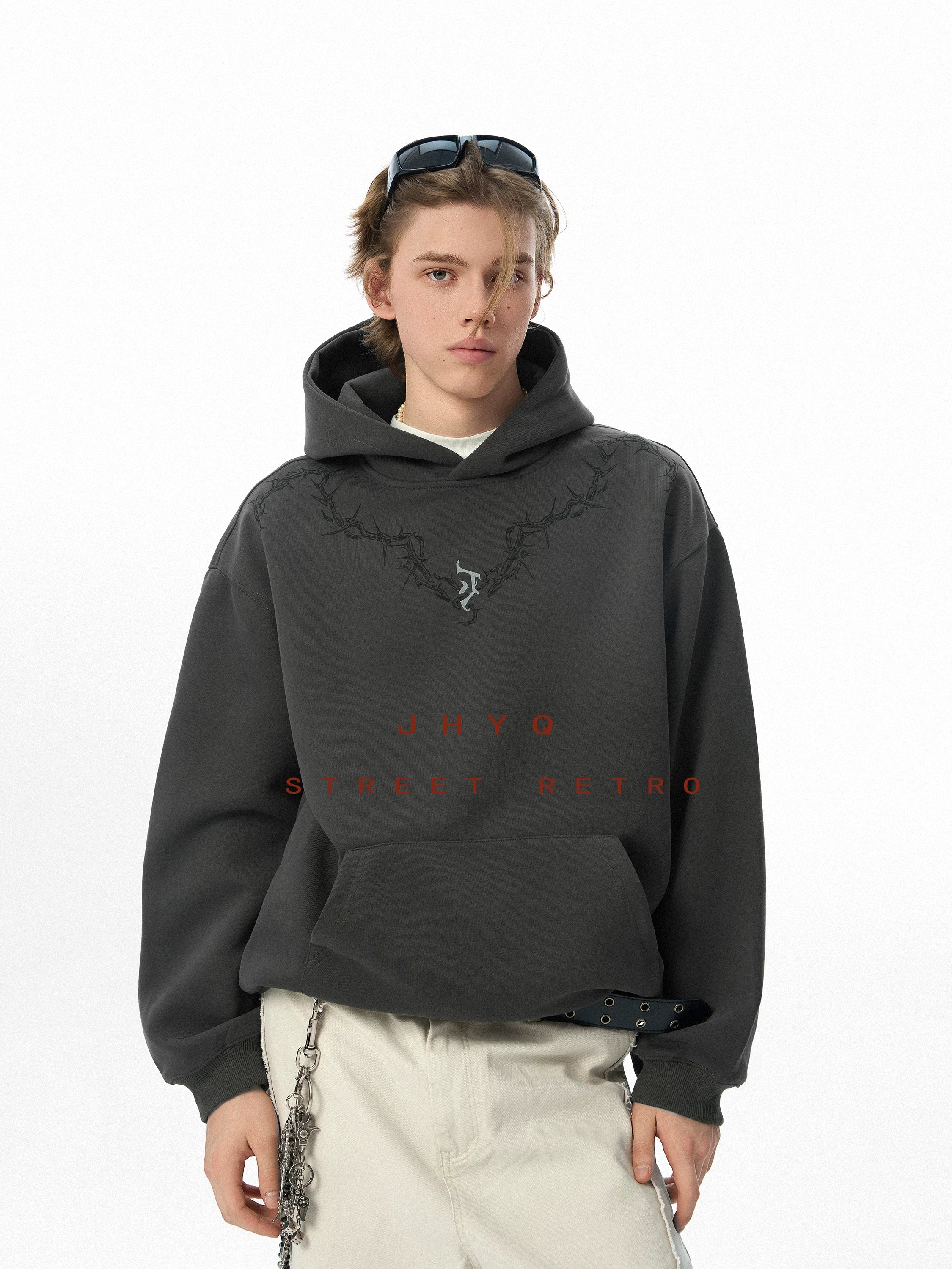 JHYQ Thorn Print Hooded Fir