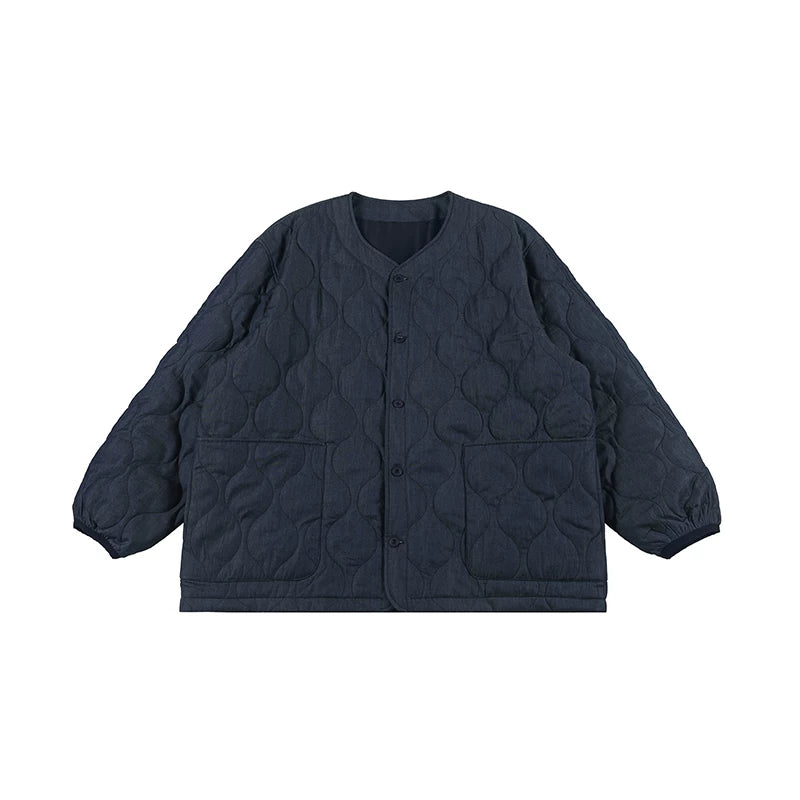 NOEARS Denim Blue Drop-Shoulder Padded Jacket