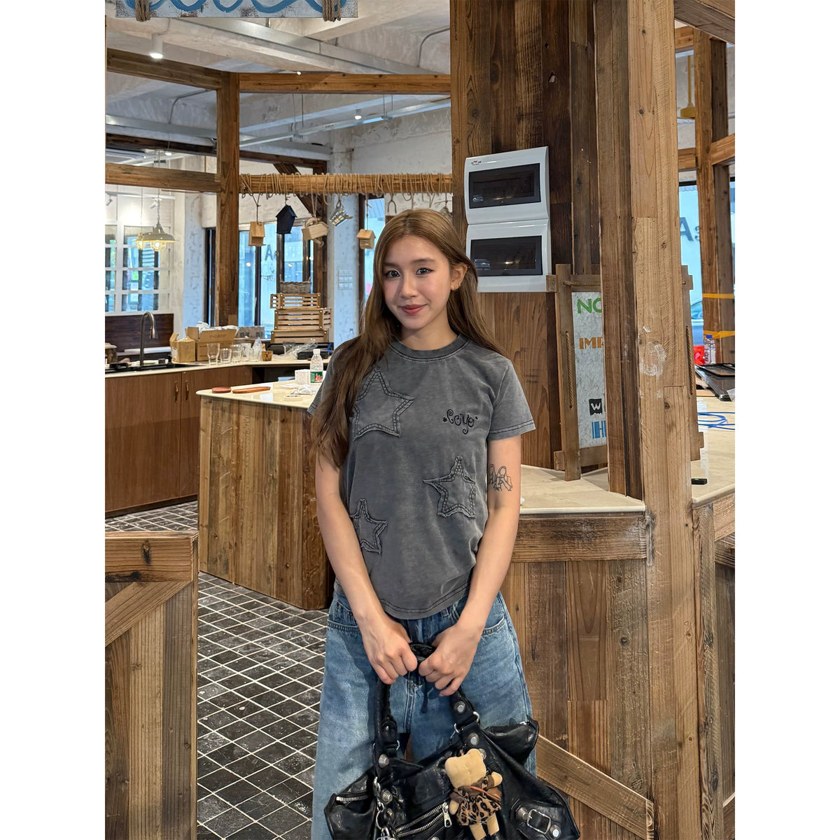 CCYE Star Patch Embroidered Washed Tee