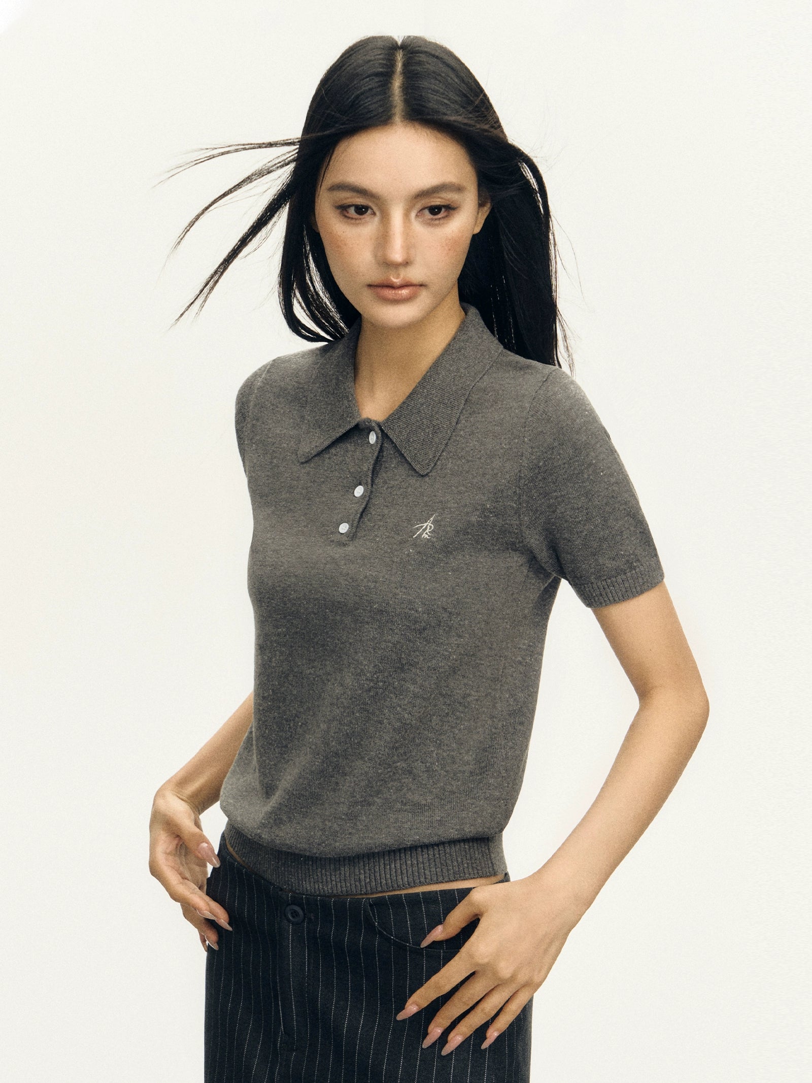 Ariseism Vintage Polo Collar Slim Knitted Tee