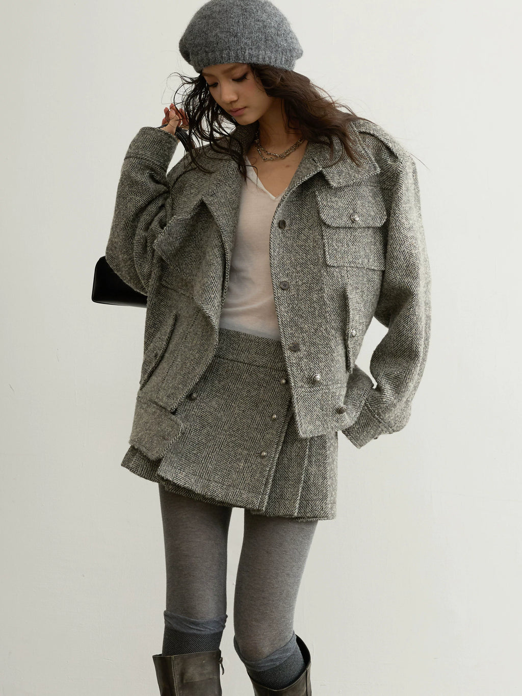 JNYLON Tooling Tweed Silhouette Jacket