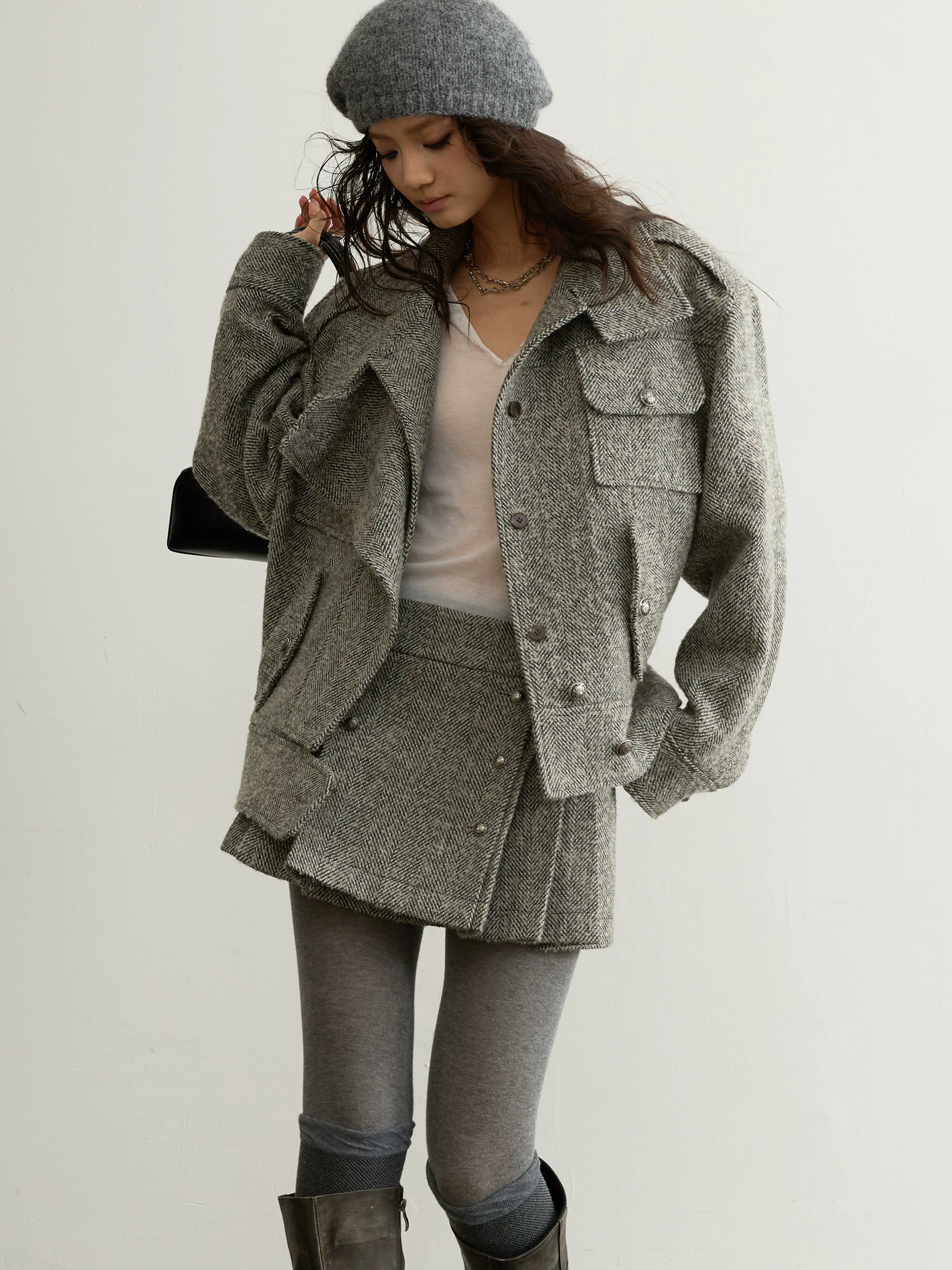JNYLON Tooling Tweed Silhouette Jacket