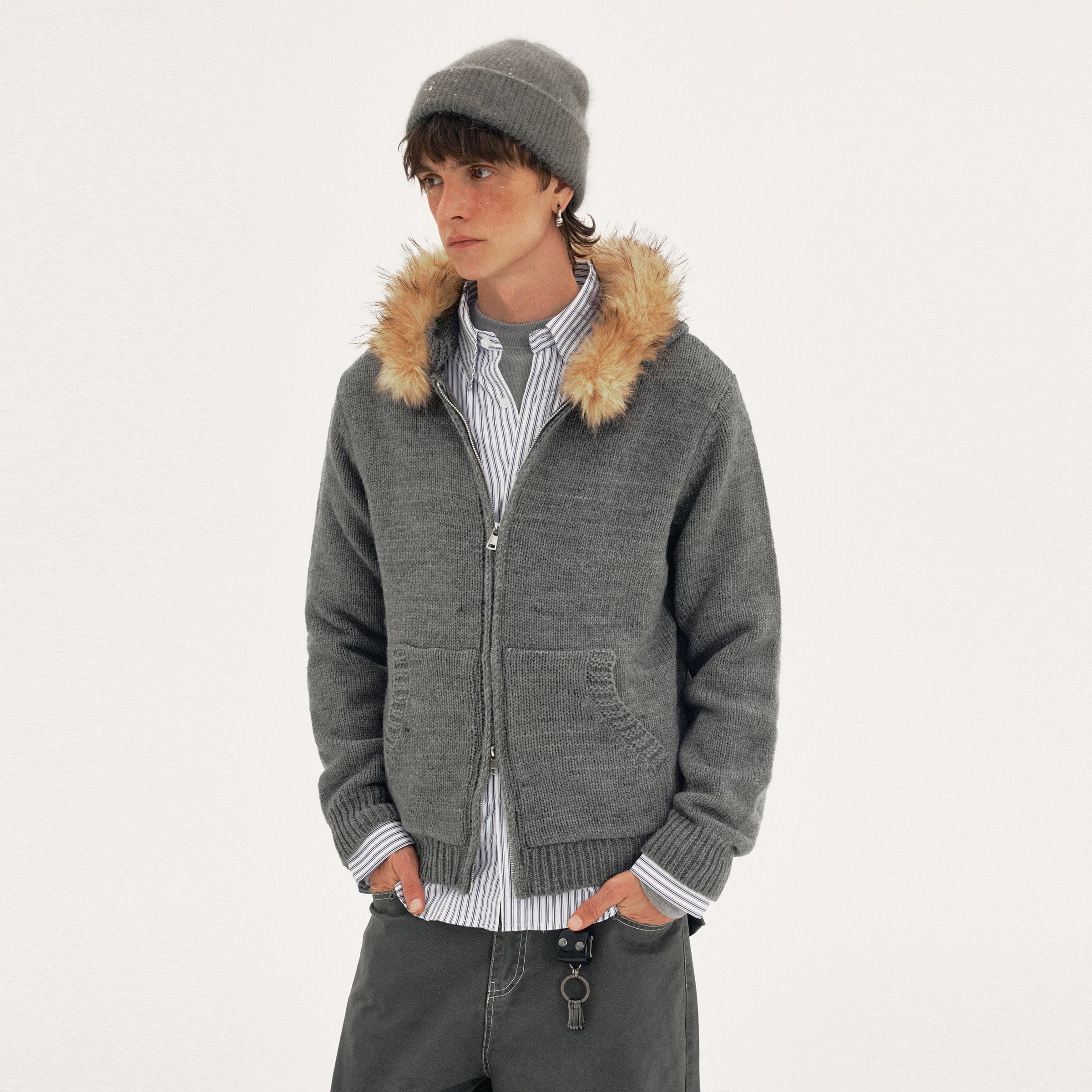 MADWITCH Vintage Hooded Knitwear Jacket