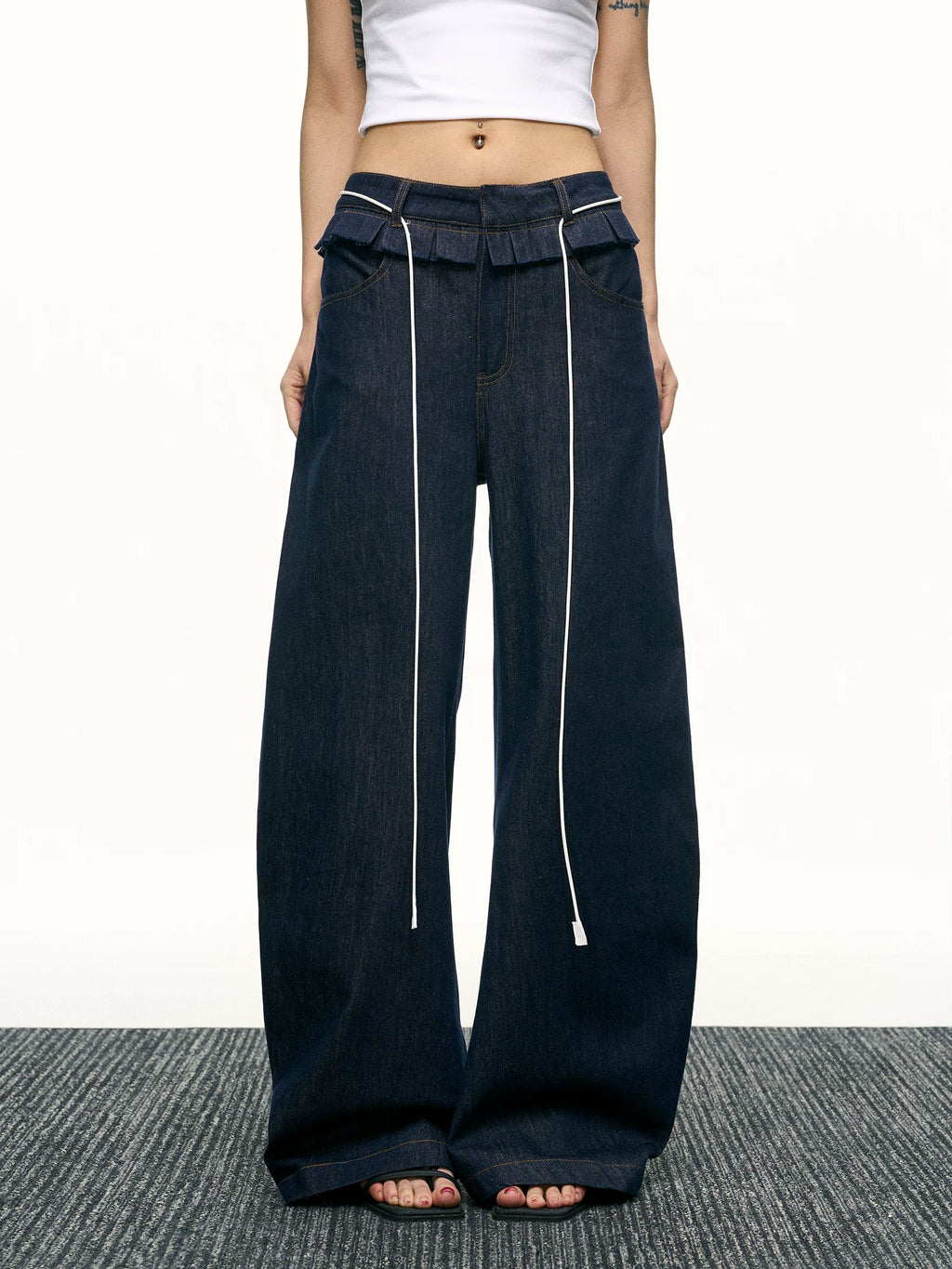 Aaisup Wooden Edge Loose Straight Jeans