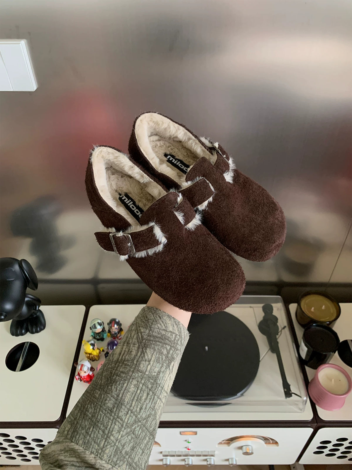 MILOOEY Fur-Lined Sheepskin Slip-On Loafers