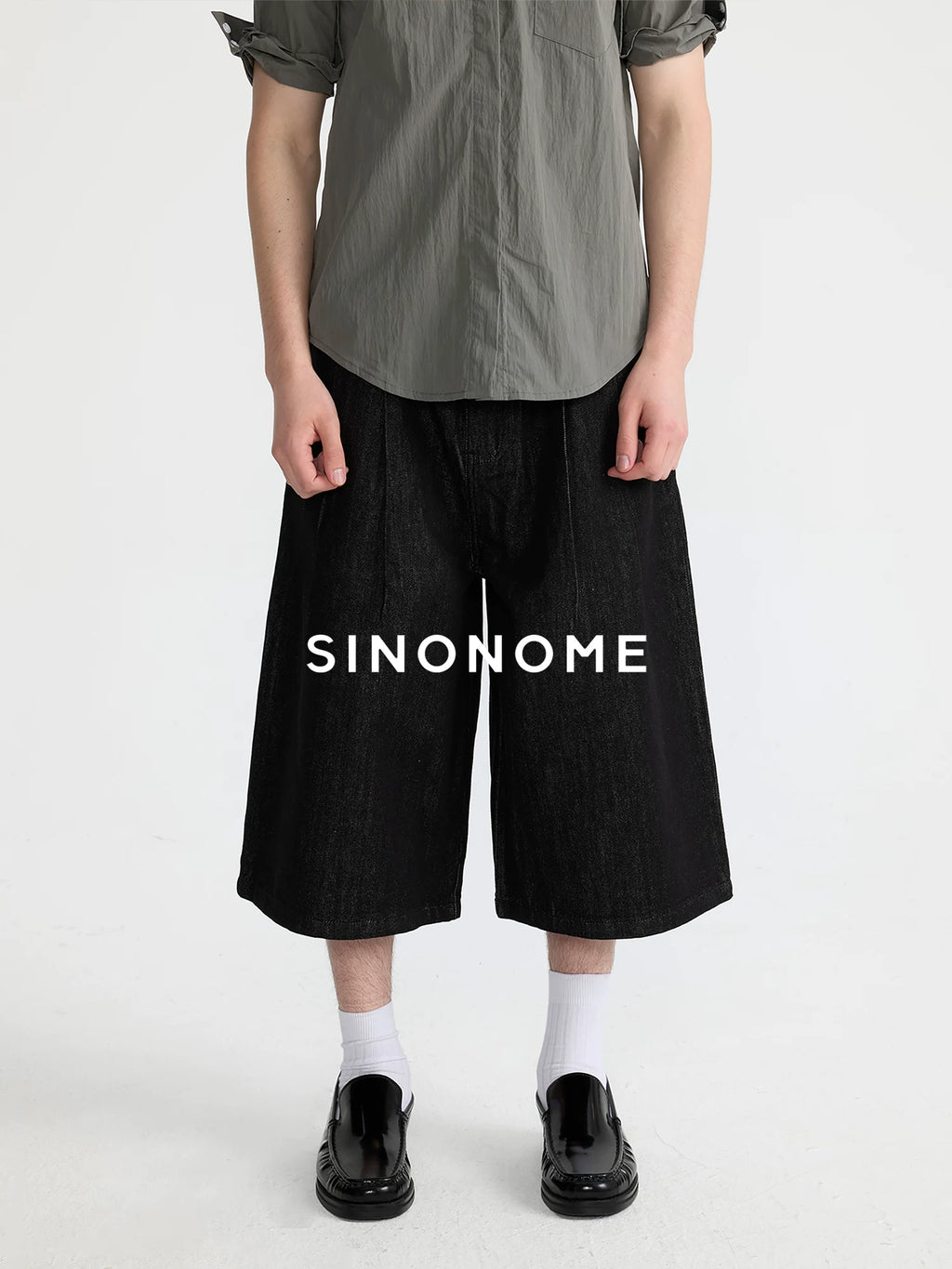 SINONOME 11oz Fade-Resistant Wide-Leg Capri Jeans
