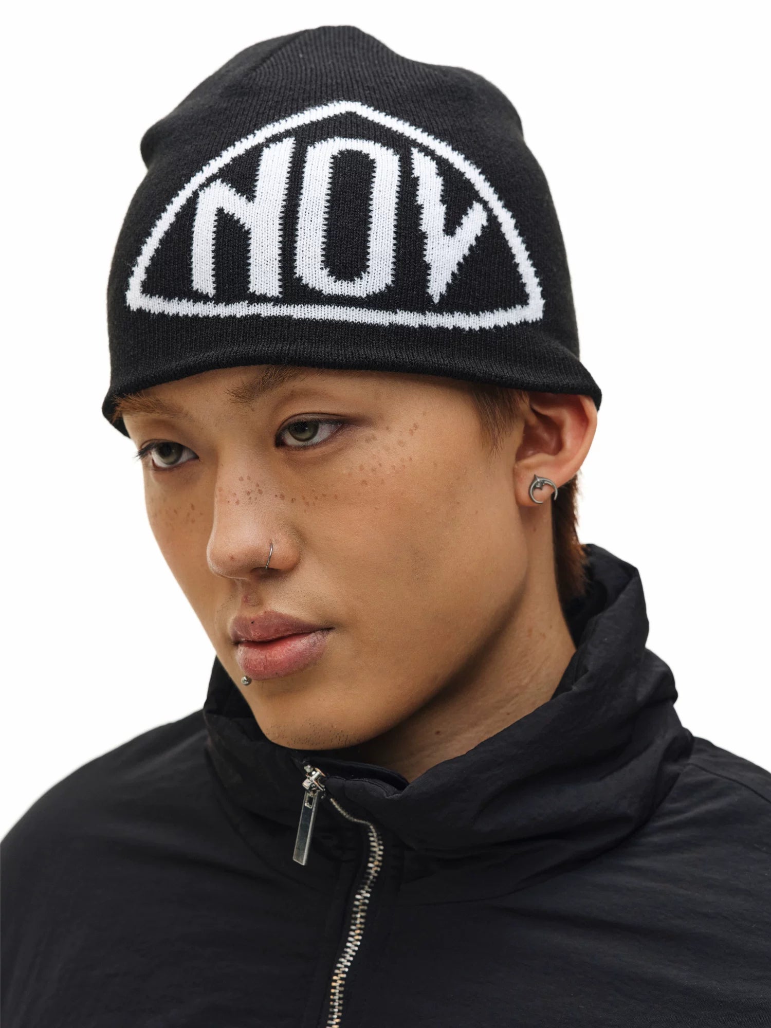 NOVACAM Jacquard LOGO Contrasting Color Knitted Wool Cold Hat
