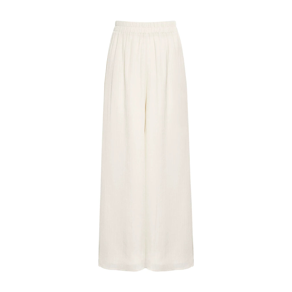 Wildberry Sleeveless Shirt High Waist Straight Chiffon Casual Pants Set