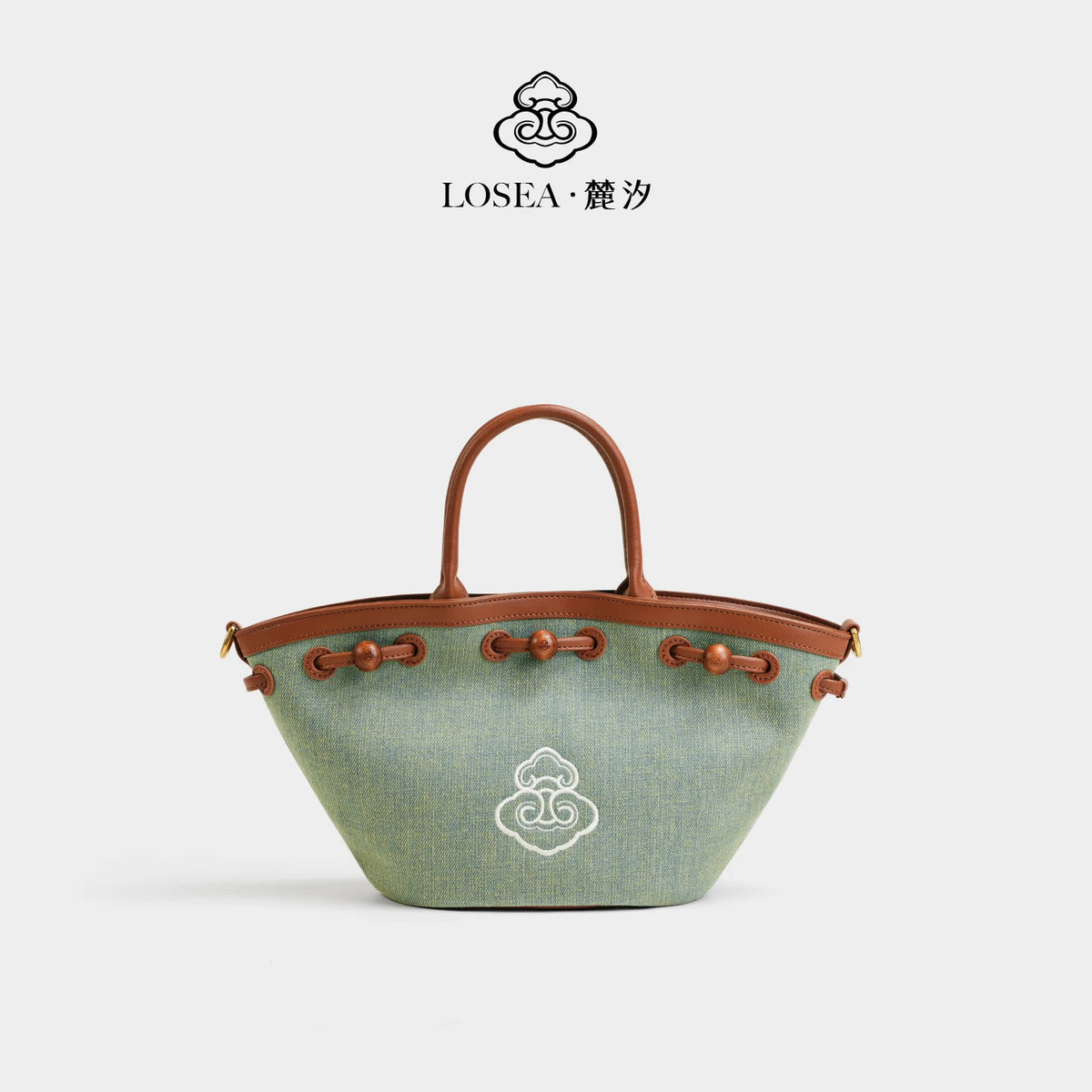 LOSEA Washed Denim Magnetic Snap Shoulder Bag