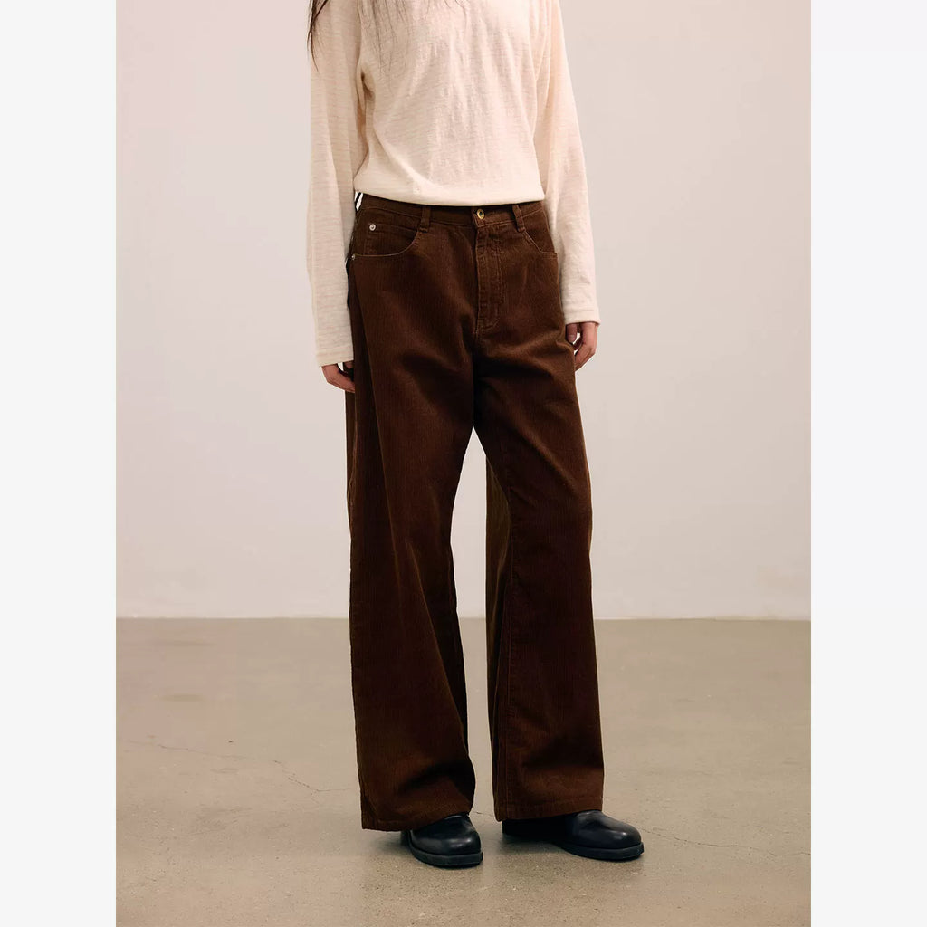 NO LOGO Lyocell/pure cotton retro washed straight corduroy trousers