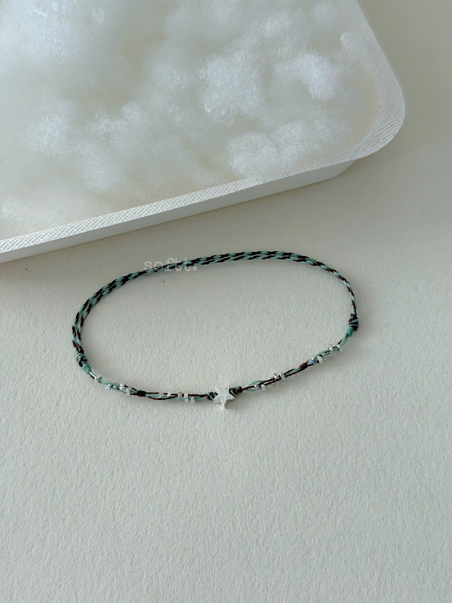 softt Sterling Silver Star Charm Braided Bracelet