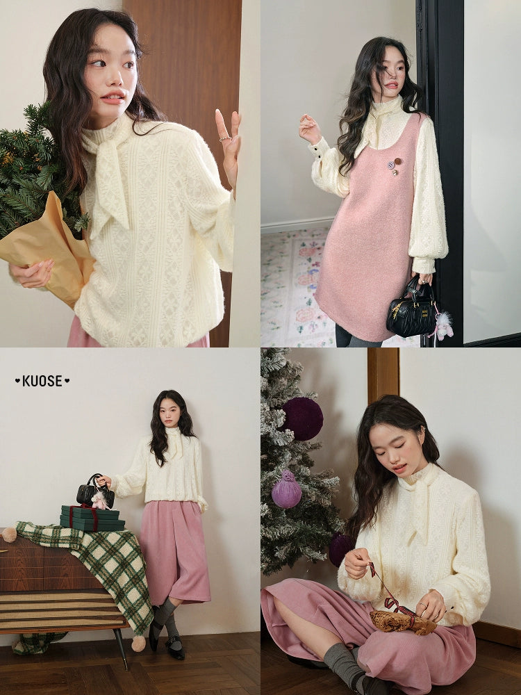 Kuose Lace Silk Scarf Streamer Temperament Shirt