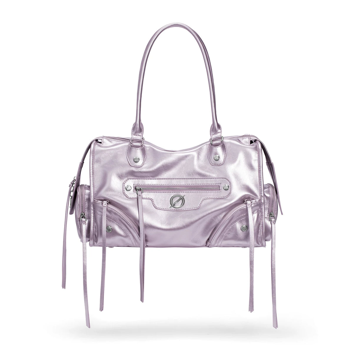 JELLY TOYBOY Biker Chic Pink Faux Leather Zip-Top Crossbody Bag