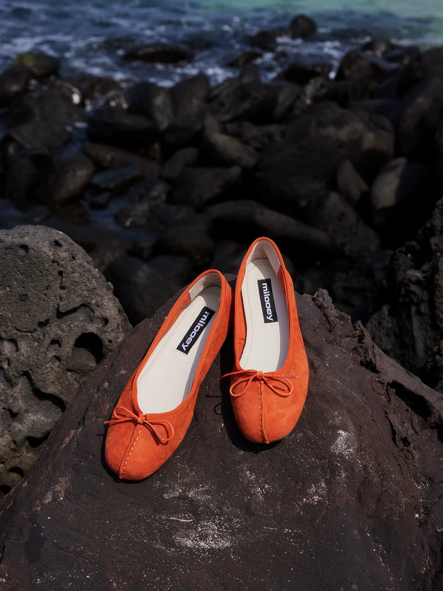 MILOOEY Leather Round-Toe Slip-On Ballet Flat
