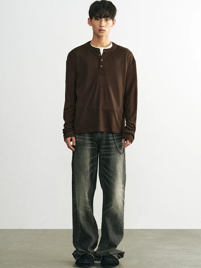 AzureLisseur Wool Henry Neck Sweater