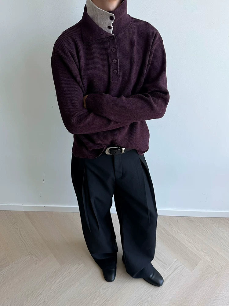 KREATE Double-neck Fake Two-piece Sweater Jacket