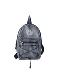 Unique blue Royal Blue Plaid Canvas Zip-Top Backpack