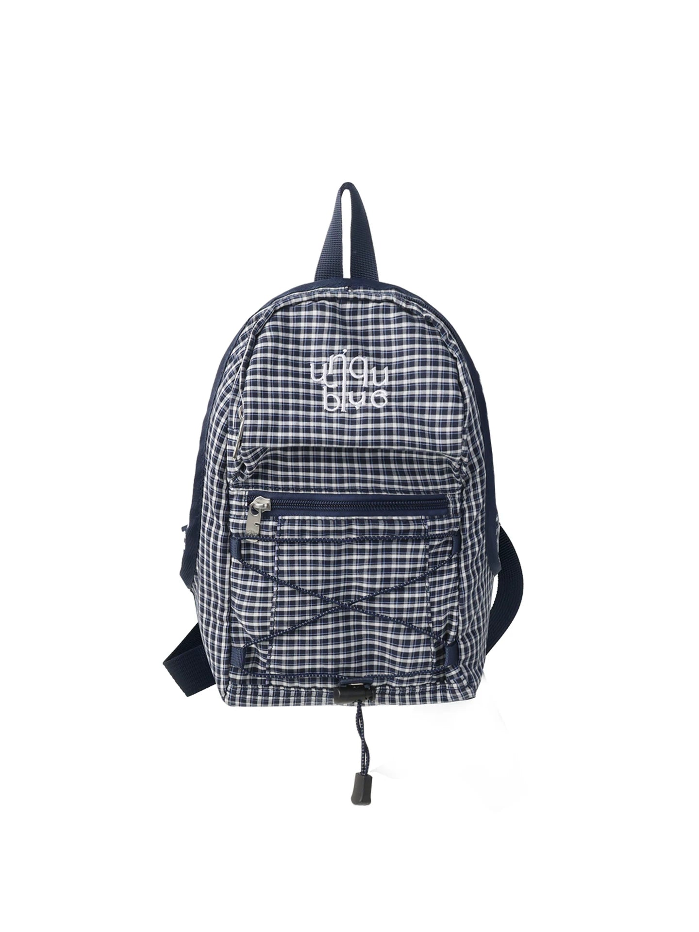 Unique blue Royal Blue Plaid Canvas Zip-Top Backpack