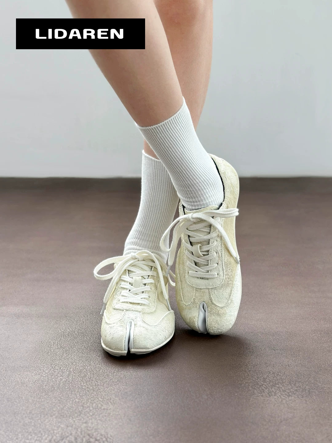 Lidaren Produced Vintage Distressed Split-Toe Lace-Up Sneaker