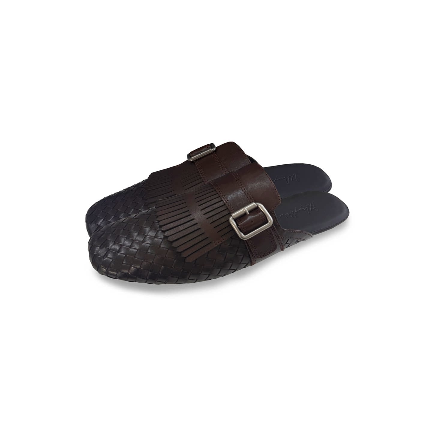 JCAESAR Woven Leather Tassel Monk Strap Loafer