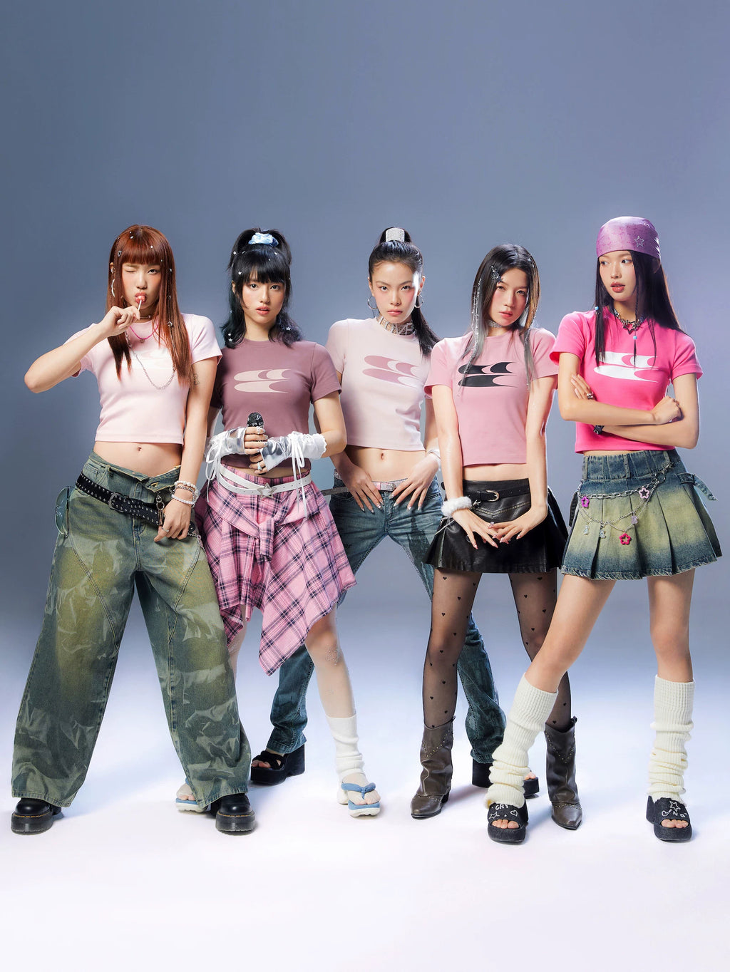 Crying Center Y2K Pink Cropped Fitted Tee