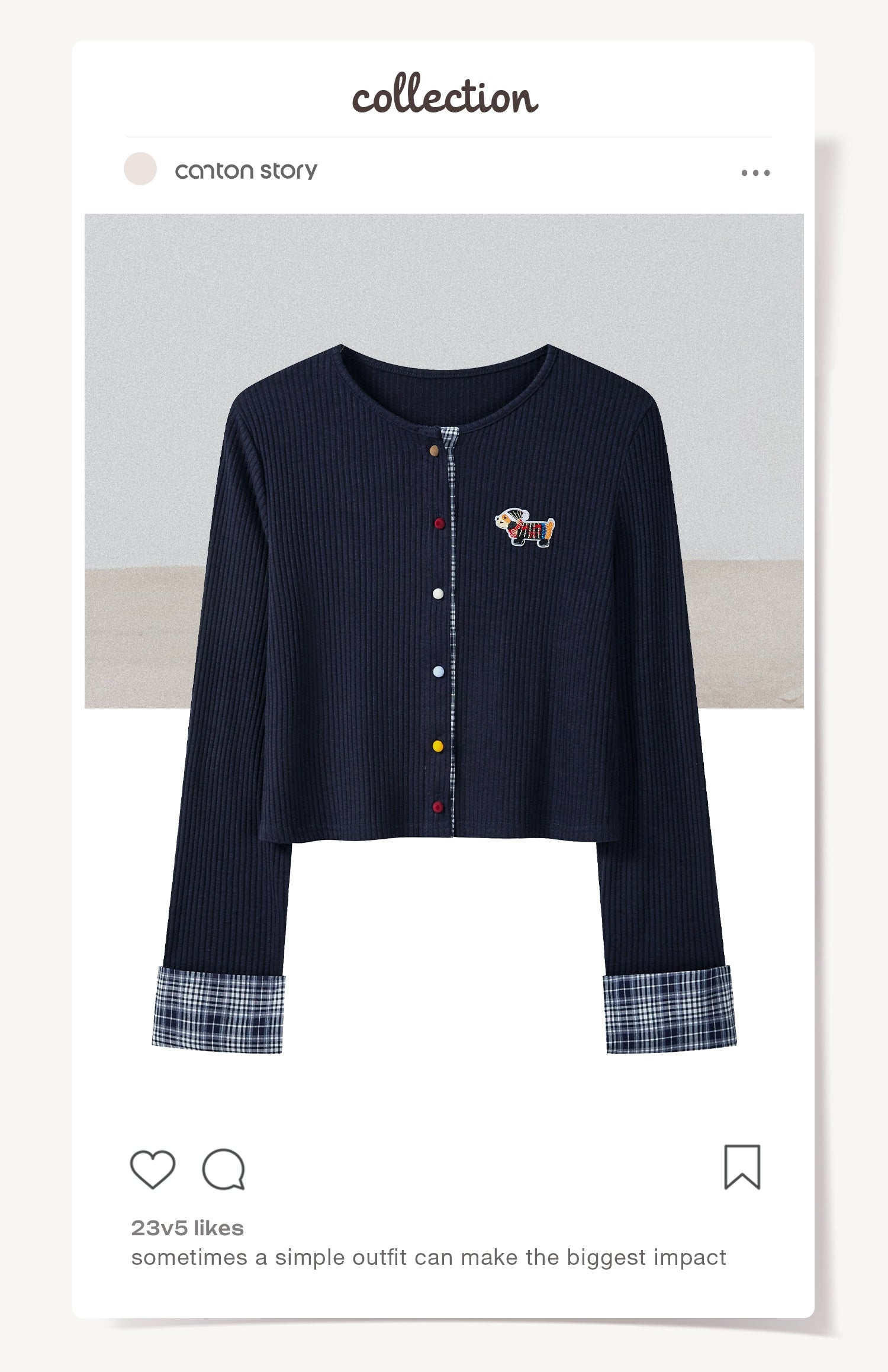 Cantonstory Color Button Knitted Slim-Fit Cardigan