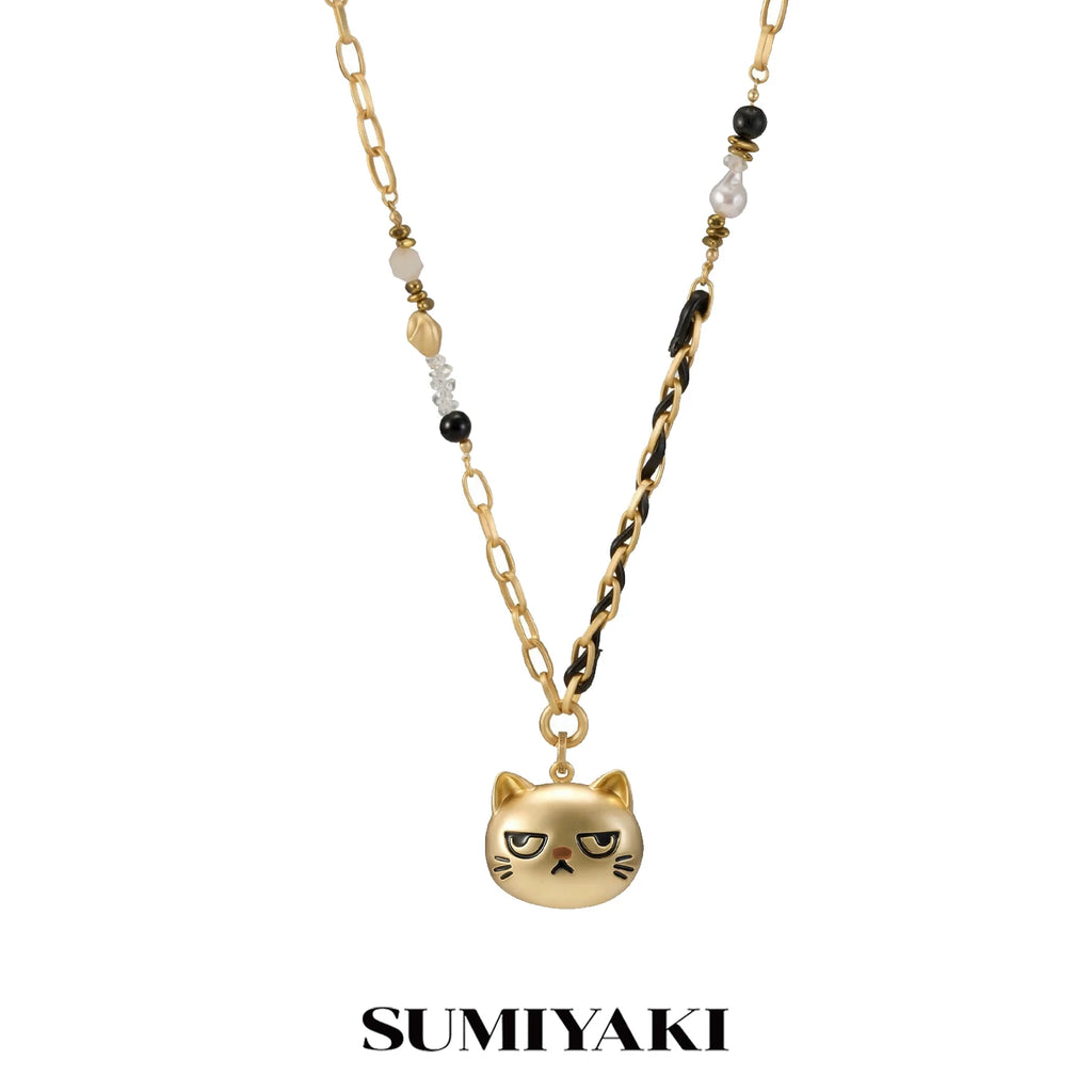 SUMIYAKI Not Happy Cat Cute Long Necklace