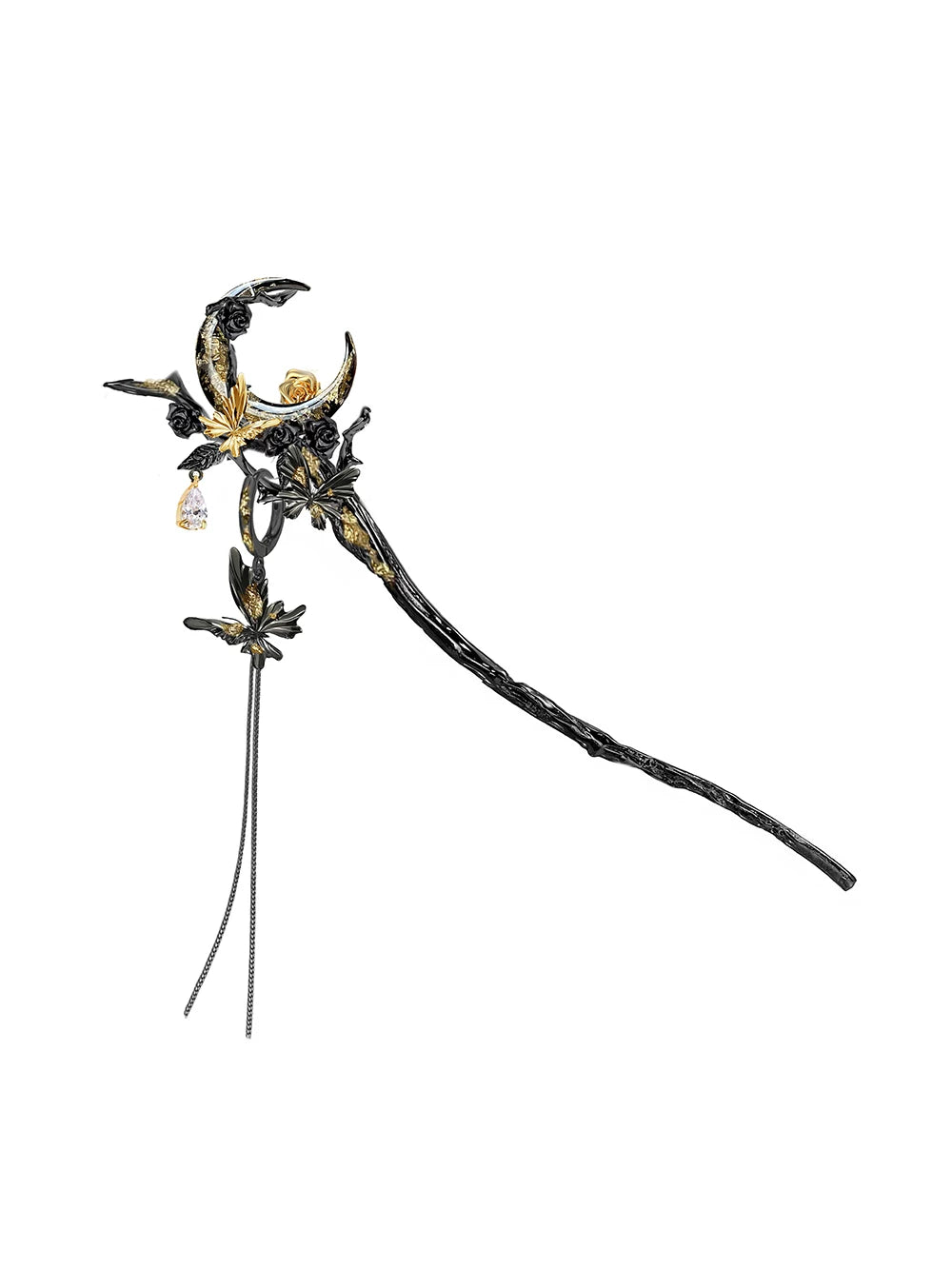 MASW Moon Butterfly Dance Retro New Chinese Tassel Hairpin