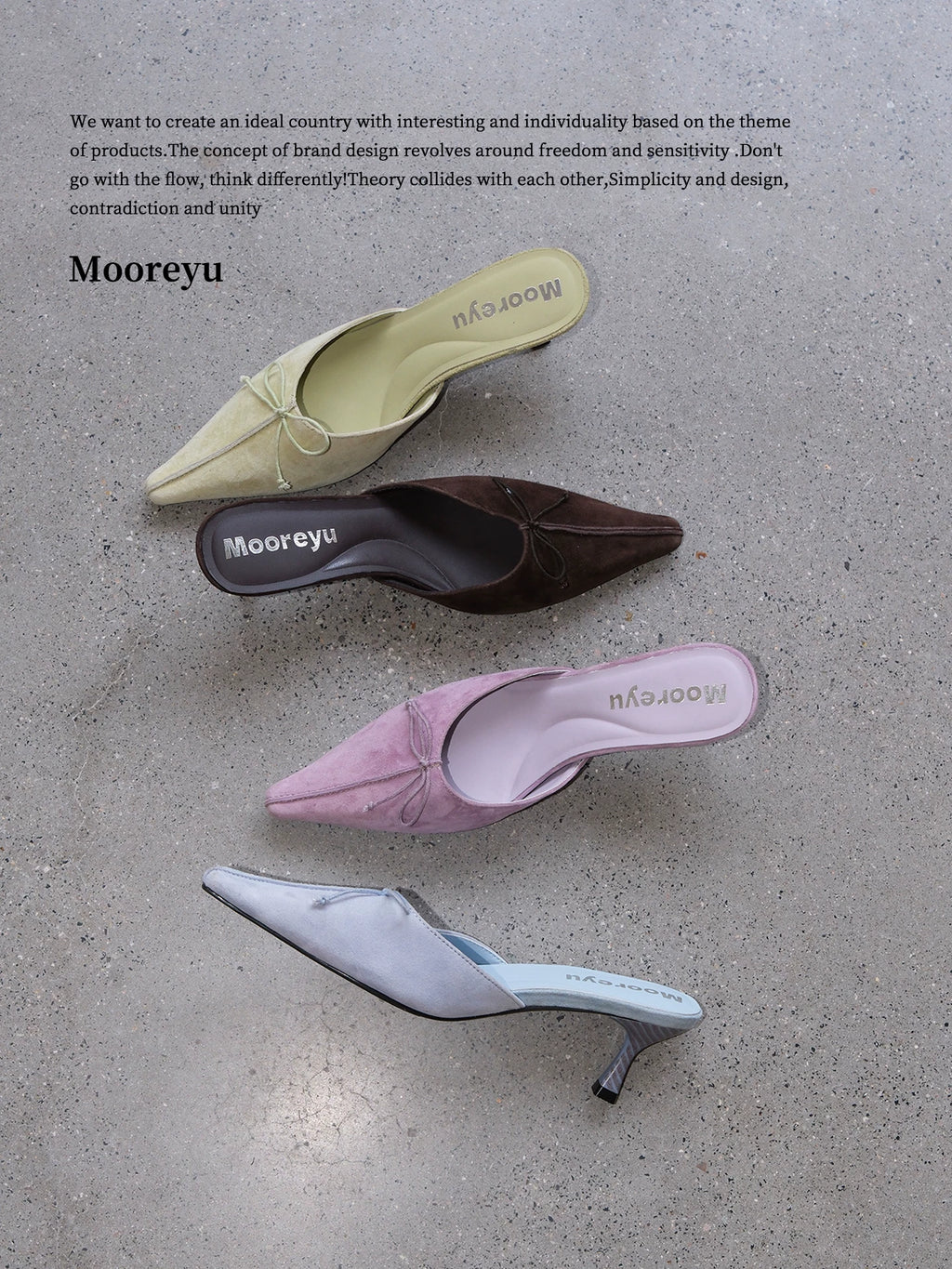 Mooreyu Lambskin Pointed-Toe Kitten Heel Slingback Mule
