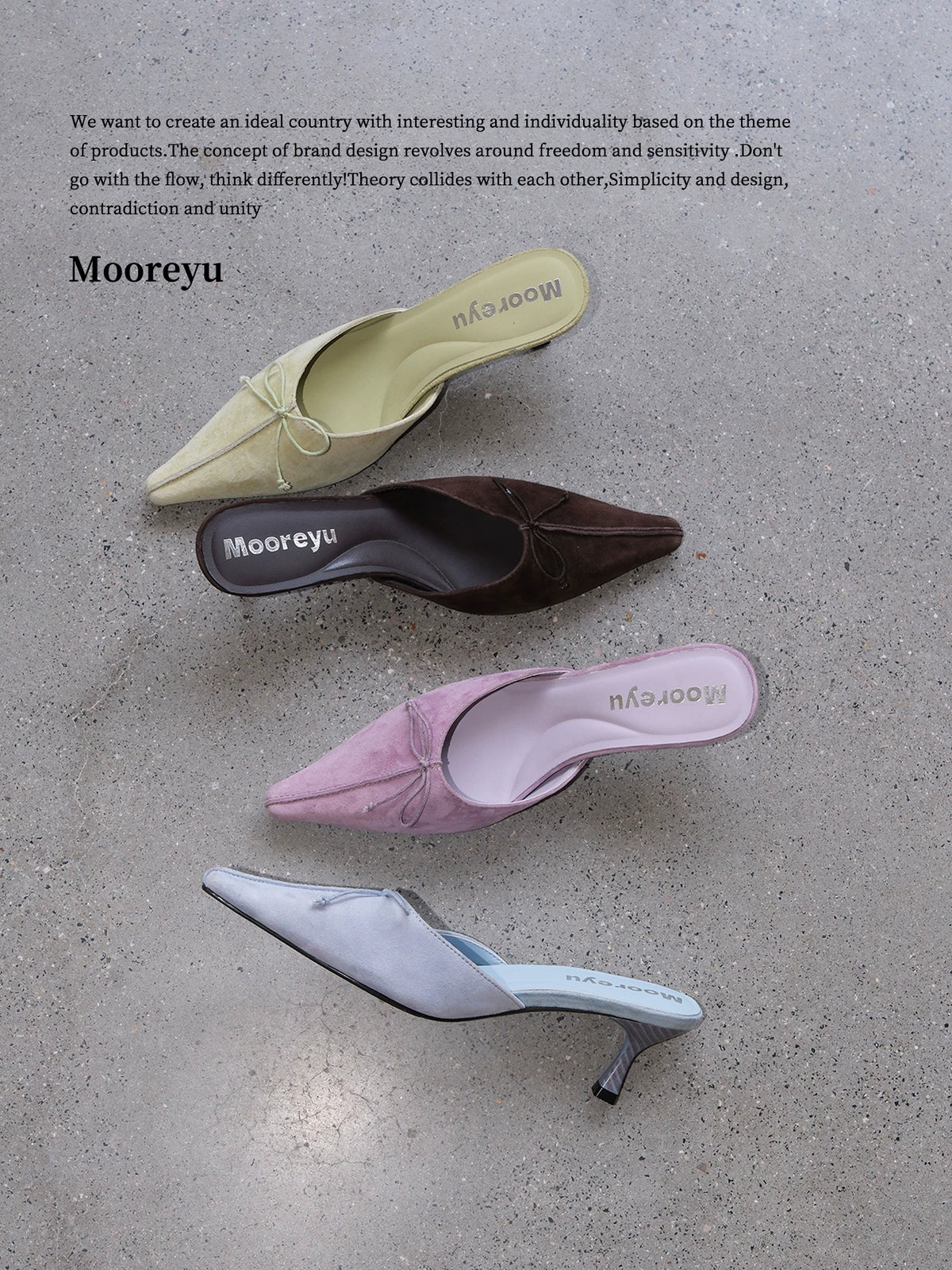 Mooreyu Lambskin Pointed-Toe Kitten Heel Slingback Mule