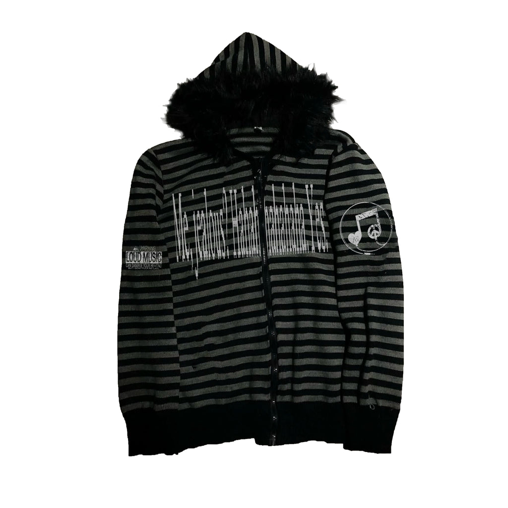 PAIKI Striped Sweater Cardigan Knitted Sweater Hooded Sweater